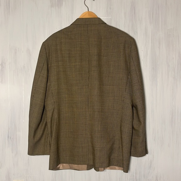 Oscar De La Renta Mens 44R Wool Jacket Brown Houndstooth Dark Academia Blazer - Picture 5 of 9